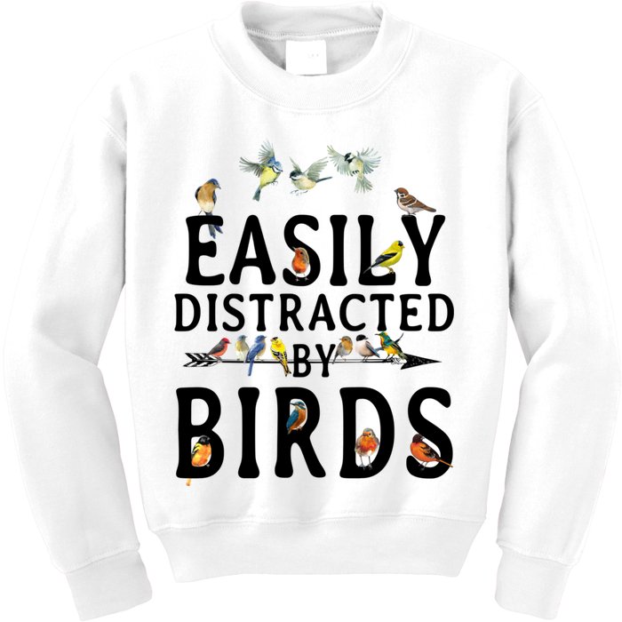 Easily Distracted By Birds Bird Lover Kids Sweatshirt