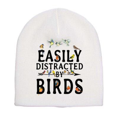Easily Distracted By Birds Bird Lover Short Acrylic Beanie