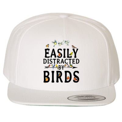 Easily Distracted By Birds Bird Lover Wool Snapback Cap