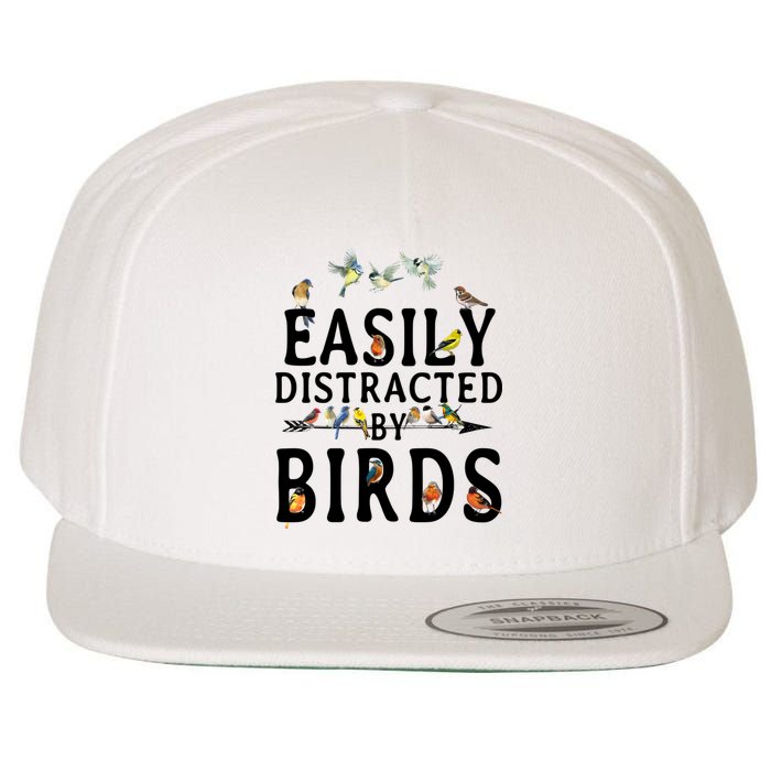 Easily Distracted By Birds Bird Lover Wool Snapback Cap
