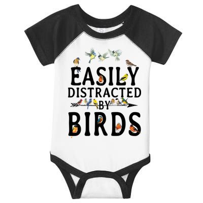 Easily Distracted By Birds Bird Lover Infant Baby Jersey Bodysuit