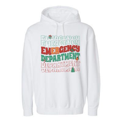 Emergency Department Christmas Nurse Holiday Garment-Dyed Fleece Hoodie