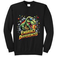 Embrace Differences Cool Dinosaur Inclusion Puzzle Trex Sweatshirt