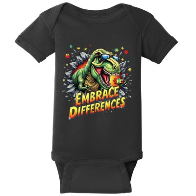 Embrace Differences Cool Dinosaur Inclusion Puzzle Trex Baby Bodysuit
