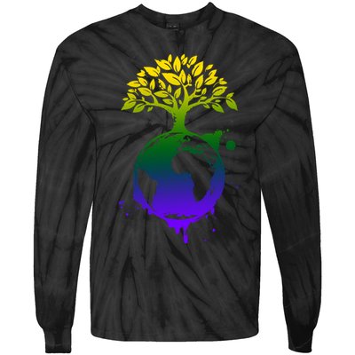 Earth Day Colorful Nature Tie-Dye Long Sleeve Shirt