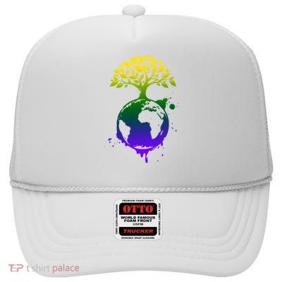 Earth Day Colorful Nature High Crown Mesh Back Trucker Hat