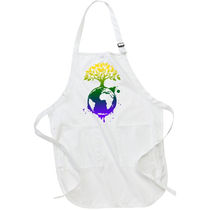 Earth Day Colorful Nature Full-Length Apron With Pockets