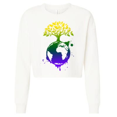 Earth Day Colorful Nature Cropped Pullover Crew