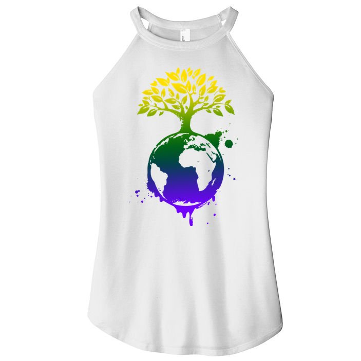 Earth Day Colorful Nature Women's Perfect Tri Rocker Tank