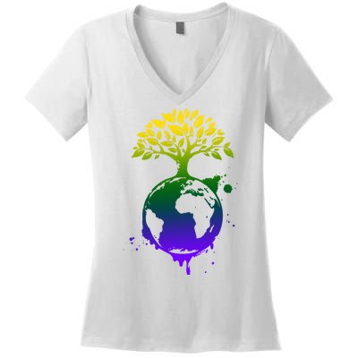 Earth Day Colorful Nature Women's V-Neck T-Shirt