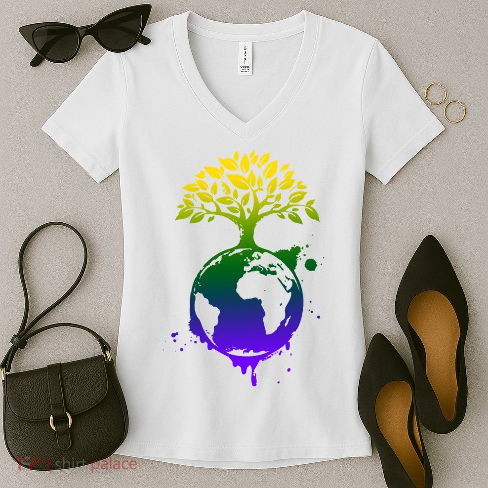 Earth Day Colorful Nature Women's V-Neck T-Shirt