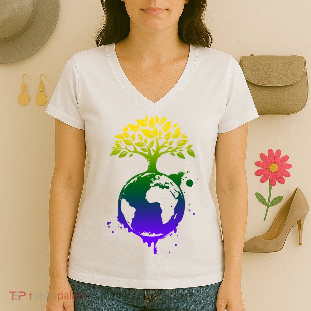 Earth Day Colorful Nature Women's V-Neck T-Shirt