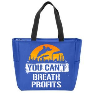 Earth Day Climate Change Activist Design Planet Over Profit Gift Zip Tote Bag