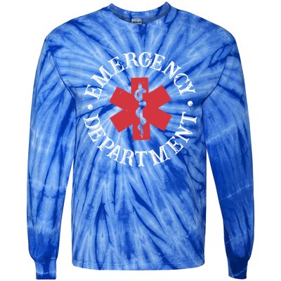 Emergency Departt Christmas Nurse Skeleton Xmas Er Nurse Gift Tie-Dye Long Sleeve Shirt