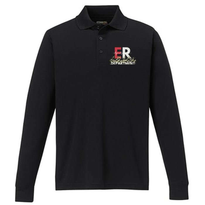 Emergency Department Christmas Nurse Performance Long Sleeve Polo