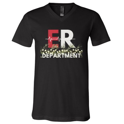 Emergency Department Christmas Nurse V-Neck T-Shirt