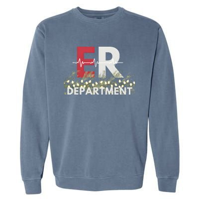 Emergency Department Christmas Nurse Garment-Dyed Sweatshirt