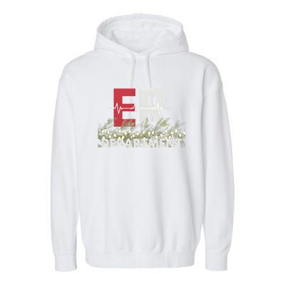 Emergency Department Christmas Nurse Garment-Dyed Fleece Hoodie