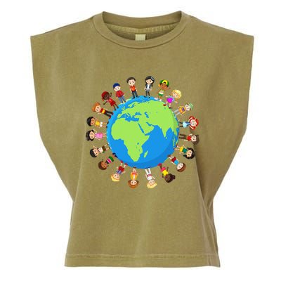 Earth Day Children Around the World Environmentalist Garment-Dyed Women's Muscle Tee