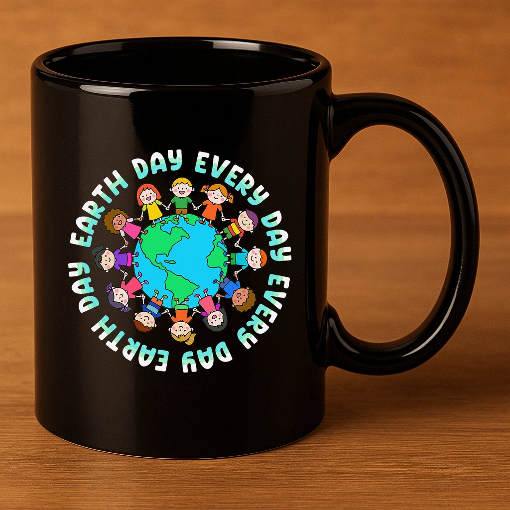 Earth Day Cute Children Around The World 11oz C Handle Ceramic Mug