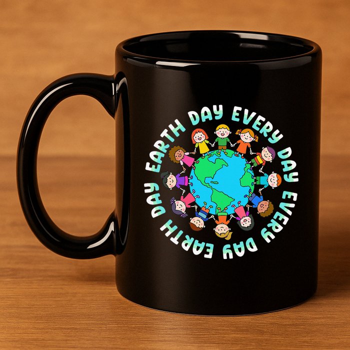 Earth Day Cute Children Around The World 11oz C Handle Ceramic Mug