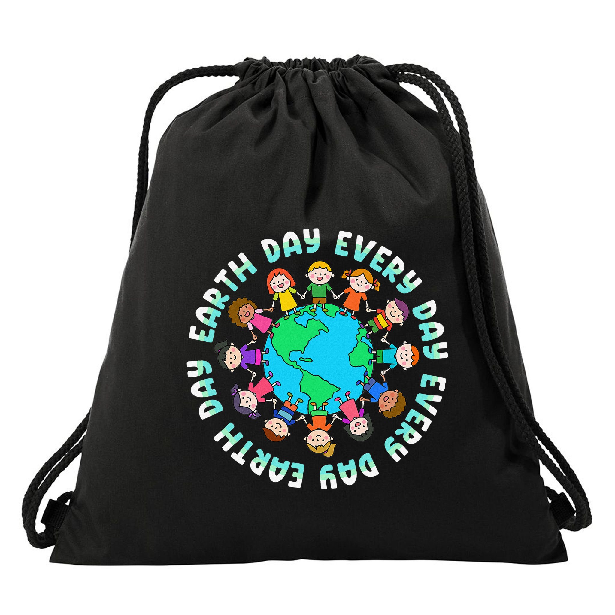 Earth Day Cute Children Around The World Drawstring Bag