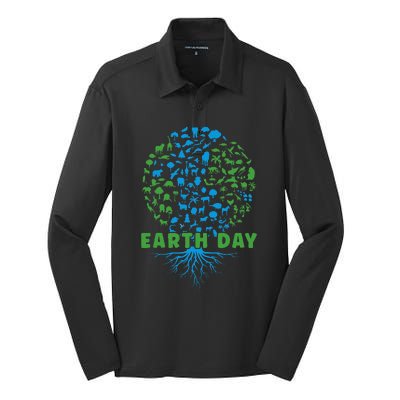 Earth Day Cute 54th Earth Day 2024 Silk Touch Performance Long Sleeve Polo