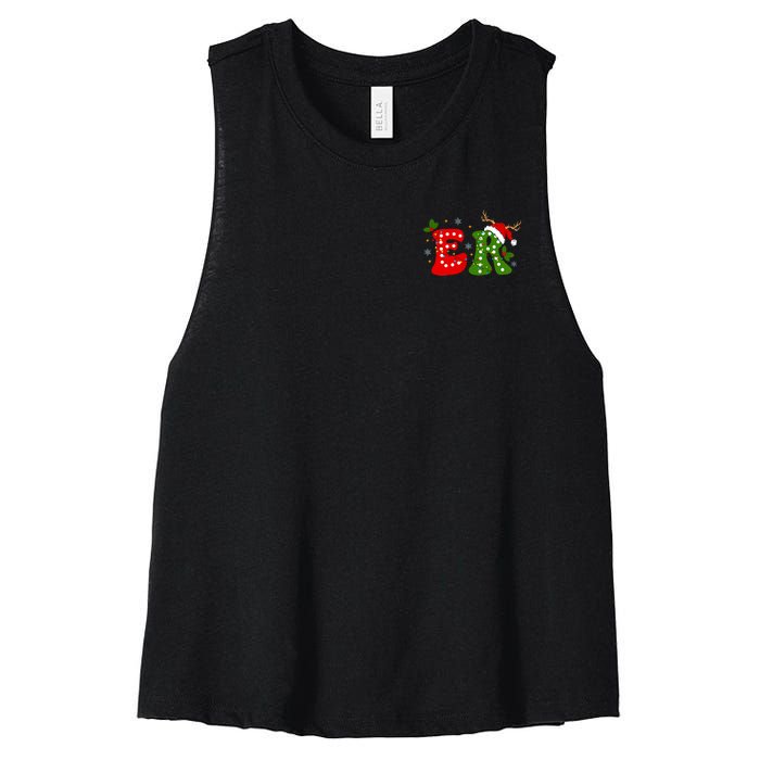 Emergency Department Christmas Er Nurse Women's Racerback Cropped Tank