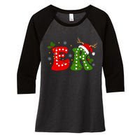 Emergency Department Christmas Er Nurse Women's Tri-Blend 3/4-Sleeve Raglan Shirt