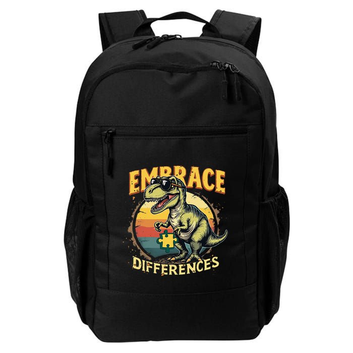 Embrace Differences Cool Dinosaur Inclusion Puzzle Trex Art Daily Commute Backpack