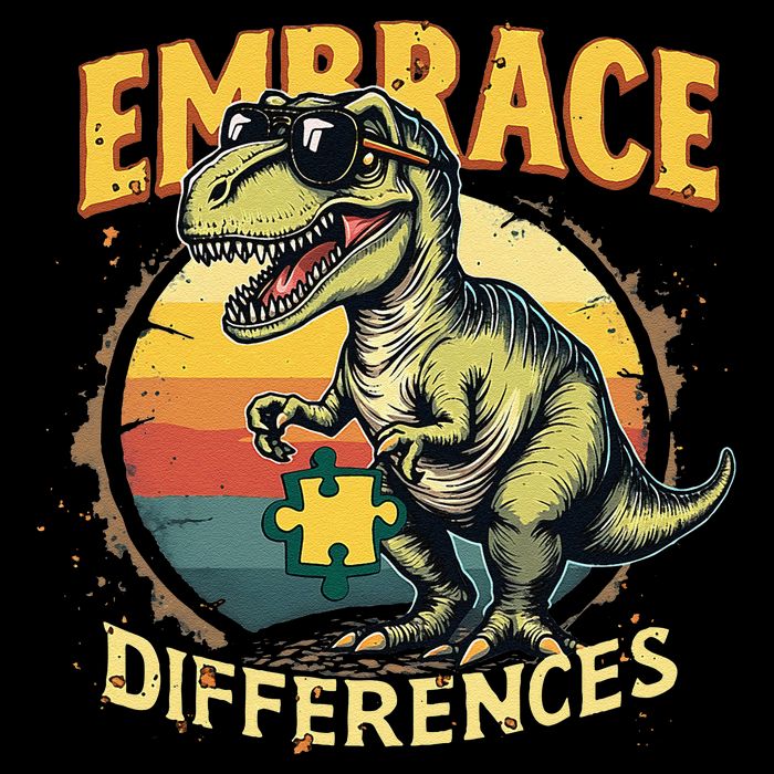 Embrace Differences Cool Dinosaur Inclusion Puzzle Trex Art Daily Commute Backpack