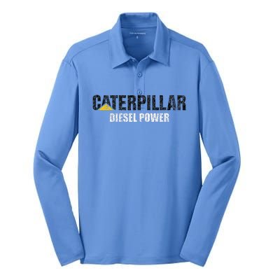 Excavator Driver Construction Machinery Cat Excavator I Love Diesel Power Silk Touch Performance Long Sleeve Polo