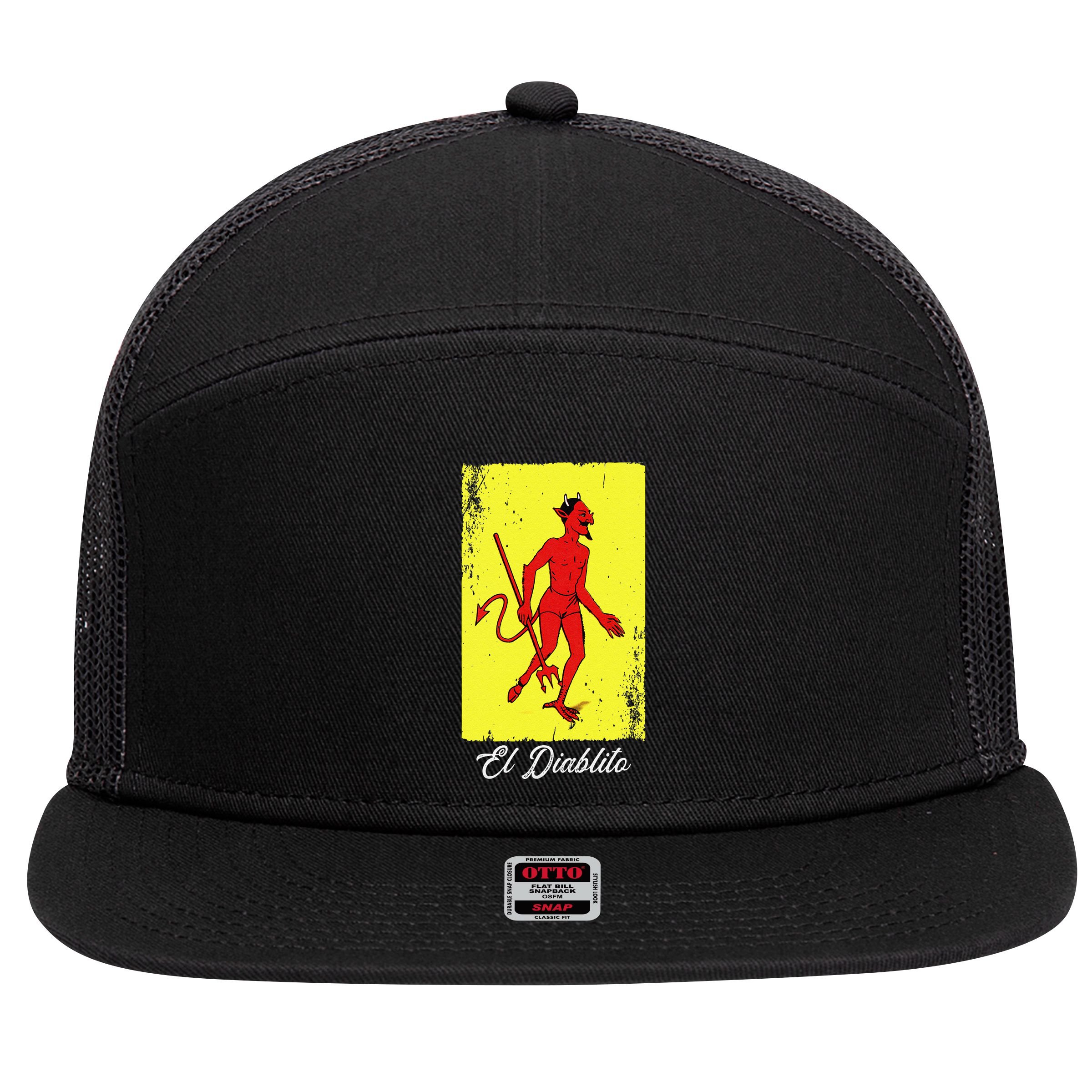 El Diablito Card Mexican Lottery Card 7 Panel Mesh Trucker Snapback Hat