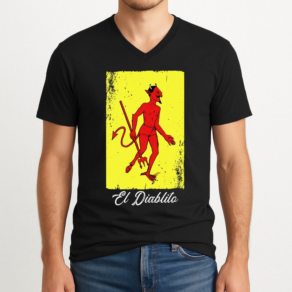 El Diablito Card Mexican Lottery Card V-Neck T-Shirt