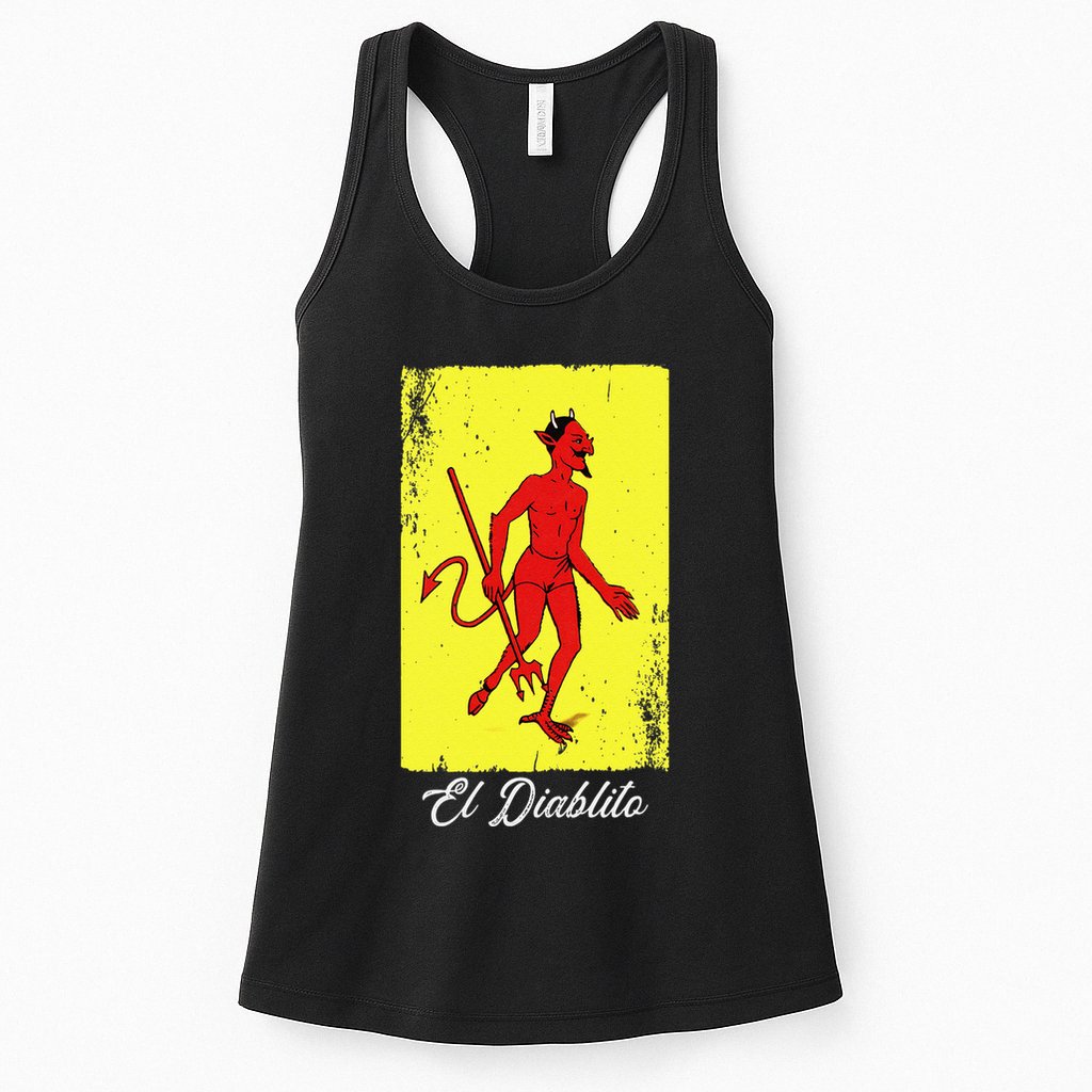El Diablito Card Mexican Lottery Card Womens Tank Top