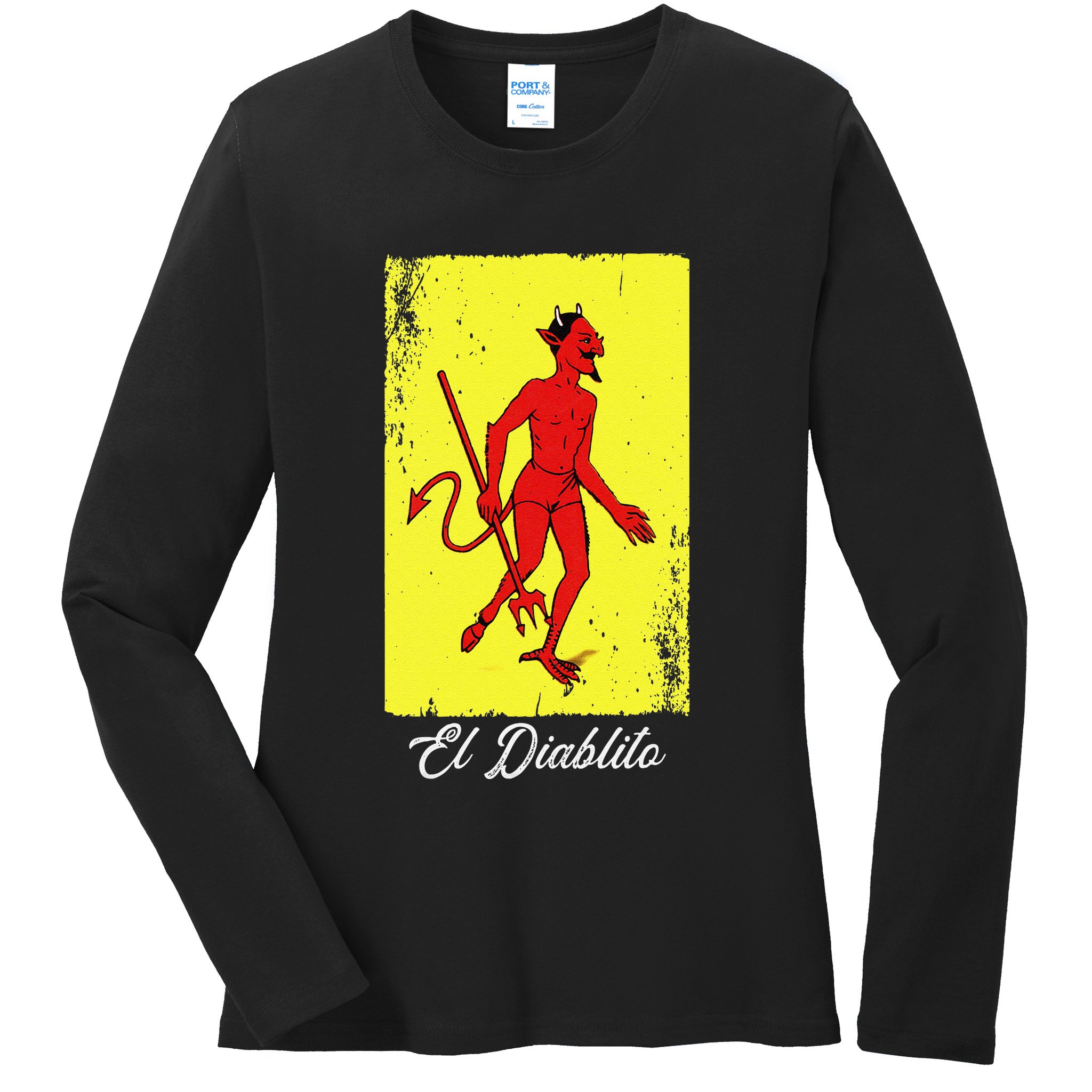 El Diablito Card Mexican Lottery Card Ladies Long Sleeve Shirt