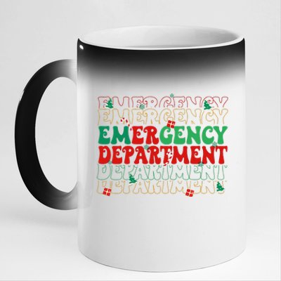 Emergency Department Christmas ED Er Nurse Crew  11oz Black Color Changing Mug