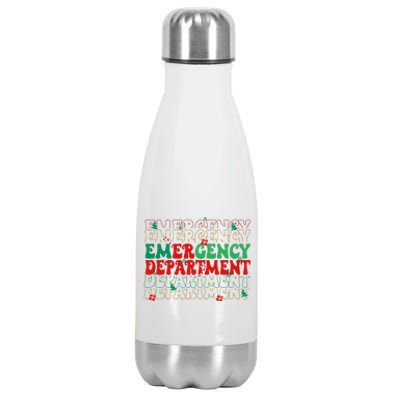 Emergency Department Christmas ED Er Nurse Crew  Stainless Steel Insulated Water Bottle