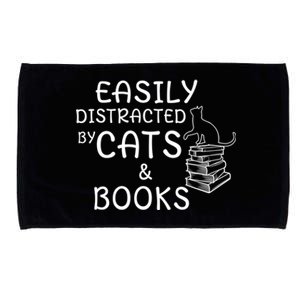 Easily Distracted Cats And Books Cool Gift Microfiber Hand Towel