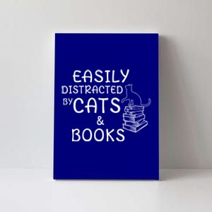 Easily Distracted Cats And Books Cool Gift Canvas