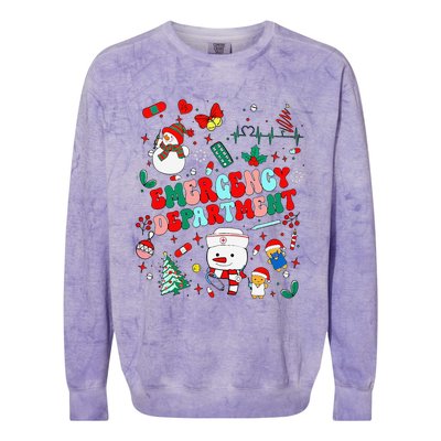 Emergency Department Christmas Ed Tech Nurse Snowman Xmas Colorblast Crewneck Sweatshirt