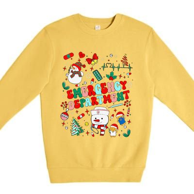 Emergency Department Christmas Ed Tech Nurse Snowman Xmas Premium Crewneck Sweatshirt