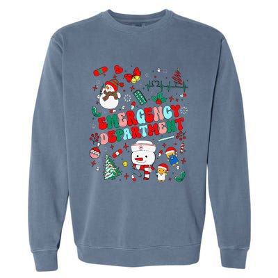 Emergency Department Christmas Ed Tech Nurse Snowman Xmas Garment-Dyed Sweatshirt