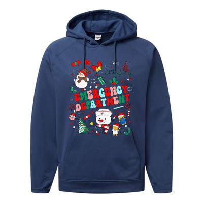 Emergency Department Christmas Ed Tech Nurse Snowman Xmas Performance Fleece Hoodie