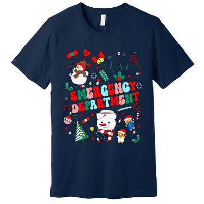 Emergency Department Christmas Ed Tech Nurse Snowman Xmas Premium T-Shirt