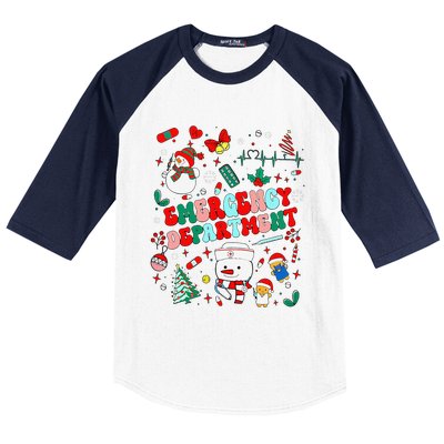 Emergency Department Christmas Ed Tech Nurse Snowman Xmas Baseball Sleeve Shirt