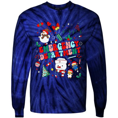 Emergency Department Christmas Ed Tech Nurse Snowman Xmas Tie-Dye Long Sleeve Shirt