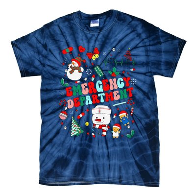 Emergency Department Christmas Ed Tech Nurse Snowman Xmas Tie-Dye T-Shirt