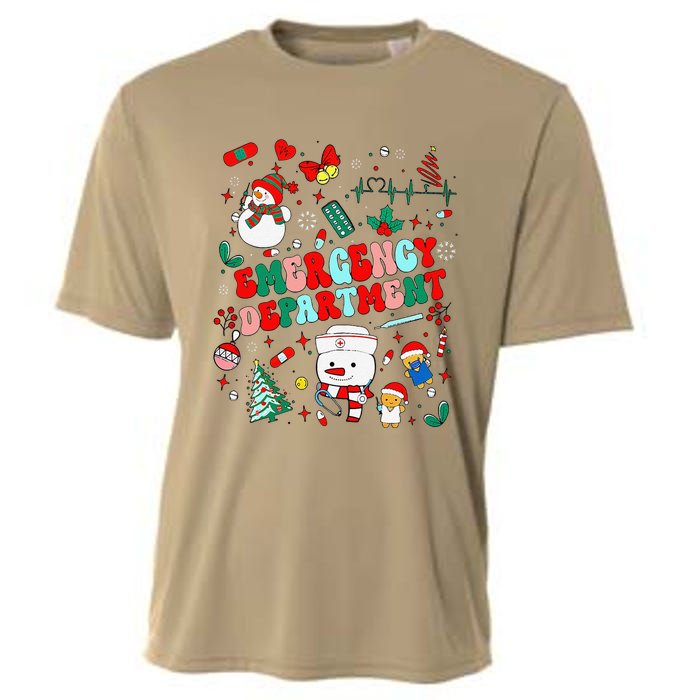 Emergency Department Christmas Ed Tech Nurse Snowman Xmas Cooling Performance Crew T-Shirt