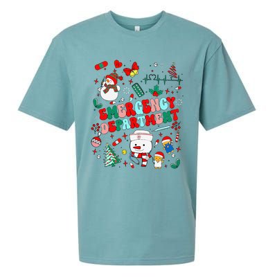 Emergency Department Christmas Ed Tech Nurse Snowman Xmas Sueded Cloud Jersey T-Shirt